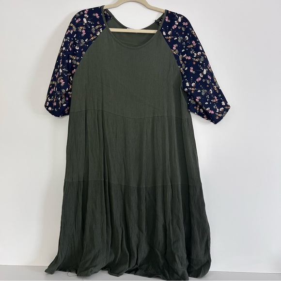 Dresses & Skirts - Like New Olive Green Floral Dress – Boutique Brand, Size Large